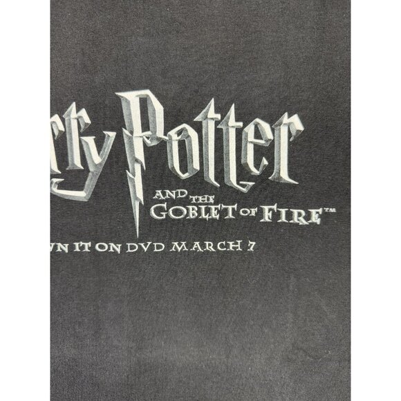 Vintage Y2K Harry Potter And The Goblet Of Fire Movie Book Promo Black Faded Tee - Picture 4 of 7